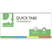 Q-Connect Quick Tabs, 25 x 45mm, Assorted, Pack of 160 (40 of each colour)