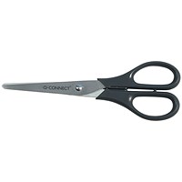 Q-Connect Ergonomic All Purpose Scissors, Stainless Steel, 170mm, Black