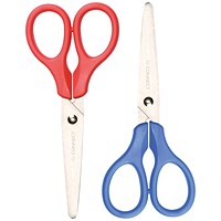 Q-Connect Ergonomic All Purpose Scissors, Stainless Steel, 130mm, Red or Blue