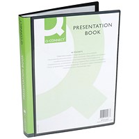Q-Connect Presentation Book, 40 Pocket, Black