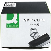 Q-Connect Grip Clip 75mm Black (Pack of 10)