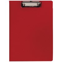 Q-Connect PVC Foldover Clipboard, Foolscap, Red