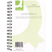 Q-Connect Carbonless Wirebound Triplicate Book, Ruled, 50 Sets, 210x127mm, Pack of 1