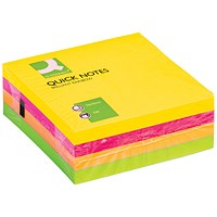 Q-Connect Quick Note Cube, 76 x 76mm, Neon, 320 Notes per Cube