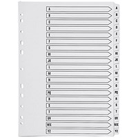 Q-Connect Plastic Index Dividers, A-Z, A4, White
