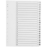Q-Connect Plastic Index Dividers, 1-20, Clear Tabs, A4, White Q-Connect Plastic Index Dividers, 1-20, Clear Tabs, A4, White