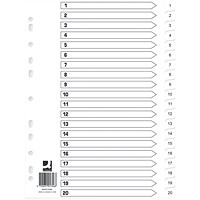 Q-Connect Plastic Index Dividers, 1-20, Clear Tabs, A4, White (Pack of 10) Q-Connect Plastic Index Dividers, 1-20, Clear Tabs, A4, White (Pack of 10)