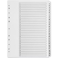 Q-Connect Plastic Index Dividers, 1-31, Clear Tabs, A4, White Q-Connect Plastic Index Dividers, 1-31, Clear Tabs, A4, White