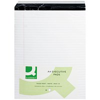 Q-Connect Executive Pad, A4, Ruled with Margin, 104 Pages, White, Pack of 10