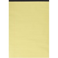 Q-Connect Executive Pad, A4, Ruled Feint & Margin, Yellow, Pack of 10