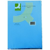 Q-Connect Coloured Paper - Bright Blue, A4, 80gsm, Ream (500 Sheets)