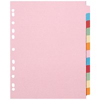 Q-Connect Subject Dividers, 12-Part, Blank Multicolour Tabs, A4, Multicolour (Pack of 20)
