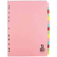 Q-Connect Subject Dividers, 15-Part, Blank Multicolour Tabs, A4, Multicolour