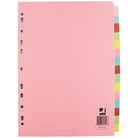 Q-Connect Subject Dividers, 15-Part, A4, Assorted