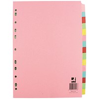 Q-Connect Subject Dividers, 15-Part, Blank Multicolour Tabs, A4, Multicolour Q-Connect Subject Dividers, 15-Part, Blank Multicolour Tabs, A4, Multicolour