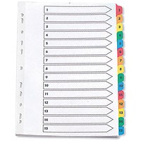 Q-Connect Reinforced Board Index Dividers, 1-15, Multicolour Tabs, A4, White Q-Connect Reinforced Board Index Dividers, 1-15, Multicolour Tabs, A4, White
