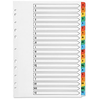 Q-Connect Reinforced Board Index Dividers, A-Z, Multicolour Tabs, A4, White Q-Connect Reinforced Board Index Dividers, A-Z, Multicolour Tabs, A4, White