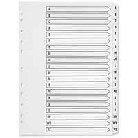 Q-Connect Reinforced Board Index Dividers, A-Z, Clear Tabs, A4, White