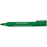 Q-Connect Permanent Marker Pen Bullet Tip Green (Pack of 10)