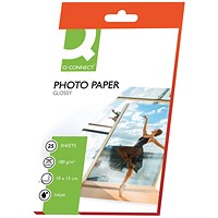Q-Connect 10x15cm Photo Paper, Glossy, 180gsm, Pack of 25