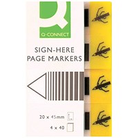 Q-Connect Sign-Here Markers, 20x45mm, Yellow, Pack of 160