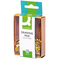 Q-Connect Drawing Pins, Brass, Pack of 1200 (10 packs of 120)