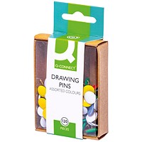 Q-Connect Drawing Pins, Assorted, Pack of 1200(10 packs of 120)