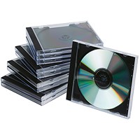 Q-Connect CD Jewel Case, Clear, Black, Pack of 10