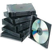 Q-Connect Slim Jewel CD Case, Black, Pack of 25