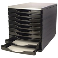 Q-Connect Drawer Set with 10 Drawers - Black & Grey