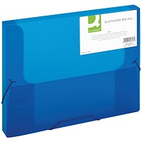 Q-Connect Elasticated Box File, 30mm Spine, Foolscap, Blue