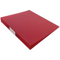 Q-Connect A4 Plastic Ring Binder, 2 O-Ring, 25mm Capacity, Frosted Red