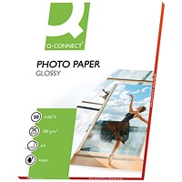 Q-Connect A4 Photo Paper, Glossy, 180gsm, Pack of 50