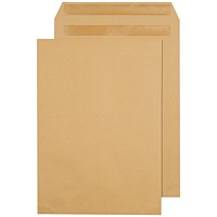 Q-Connect 353x250mm (B4) Envelopes, Self Seal, 90gsm, Manilla, 100gsm, Pack of 250