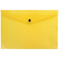 Q-Connect A4 Popper Wallets, Yellow, Pack of 12