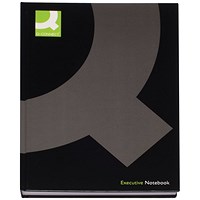 Q-Connect Casebound Notebook, A4, Ruled, 192 Pages, Black, Pack of 3