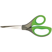 Q-Connect Premium Ergonomic Scissors, Stainless Steel, 210mm, Green/Grey