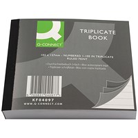 Q-Connect Triplicate Book, Ruled, 100 Sets, 102x127mm, Pack of 1