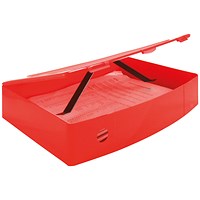 Q-Connect Plastic Box File, 78mm Spine, Foolscap, Red