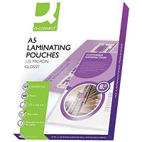 Q-Connect A5 Laminating Pouches, 250 Microns, Glossy, Pack of 100 Q-Connect A5 Laminating Pouches, 250 Microns, Glossy, Pack of 100
