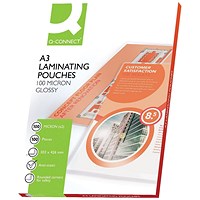Q-Connect A3 Laminating Pouches, 200 Microns, Glossy, Pack of 100