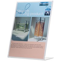 Q-Connect Slanted L-Shaped Sign Holder, A4, Clear