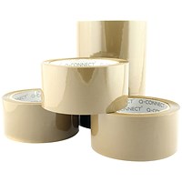 Q-Connect Low Noise Packaging Tape, Brown, Pack of 6