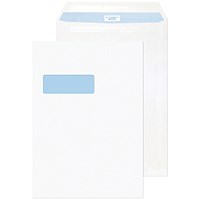 Q-Connect C4 Window Envelopes, Self Seal, 90gsm, White, Pack of 75