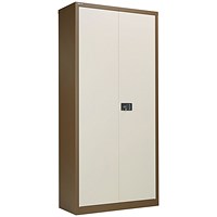 Jemini Extra Tall Metal Stationery Cupboard, 4 Shelves, 1960mm High, Coffee and Cream