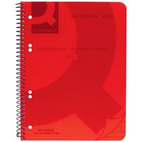 Q-Connect Wirebound Pad, A5, Ruled, 160 Pages, Transparent Red, Pack of 5