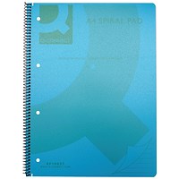 Q-Connect Wirebound Pad, A4, Ruled, 160 Pages, Transparent Blue, Pack of 5