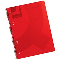 Q-Connect Wirebound Pad, A4, Ruled, 160 Pages, Transparent Red, Pack of 5