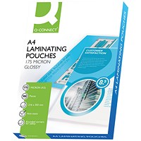 Q-Connect 2x175 Micron Heavy Duty Laminating Pouches (Pack of 100)