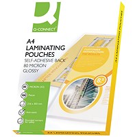 Q-Connect A4 2x80 Micron Adhesive Laminating Pouches (Pack of 100)